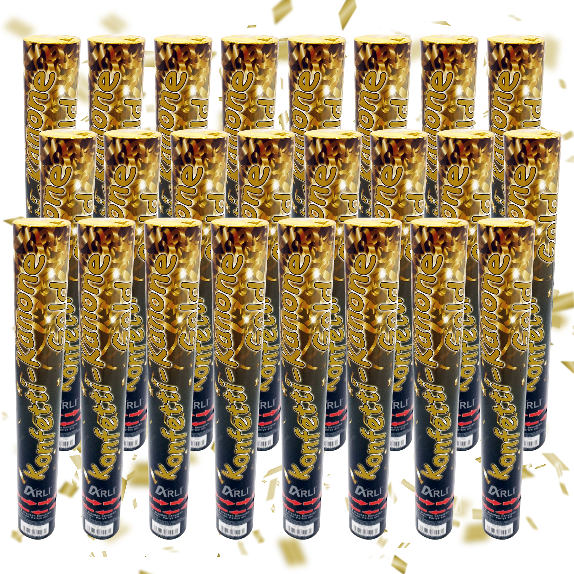 24x Partypopper 38cm Gold – XL Konfetti Kanone ohne Pyrotechnik für Hochzeit Geburtstag Party