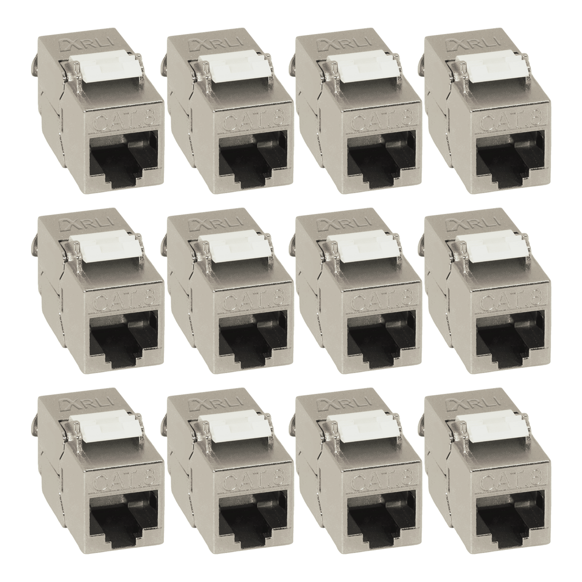 12x Keystone CAT8.1 Modul metall geschirmt werkzeuglose Montage