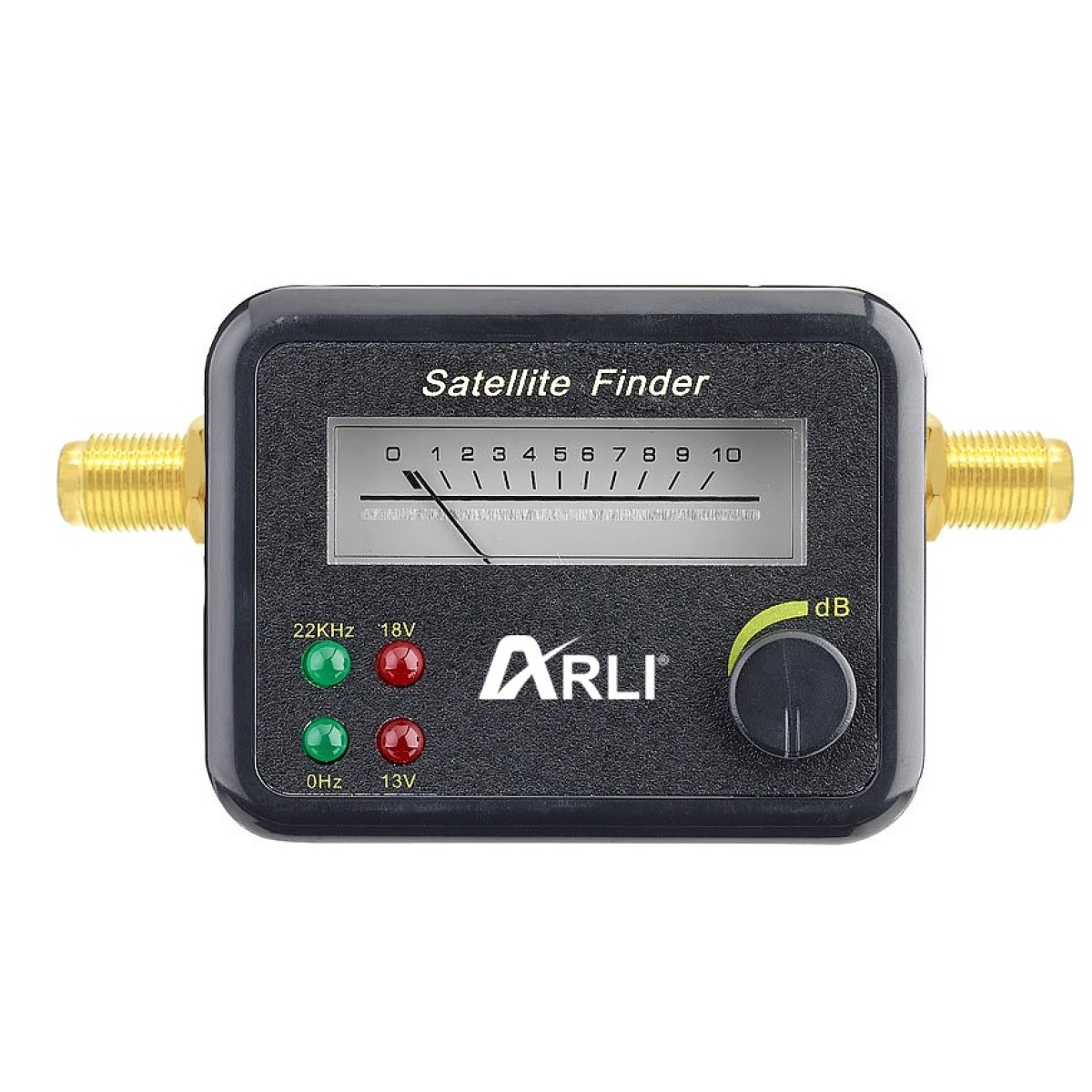 ARLI-Satfinder ARLI Digitaler Satfinder Satelliten Finder mit Pegelanzeige Signalton vergoldete Anschlüsse Sat Messgerät für Antennenausrichtung