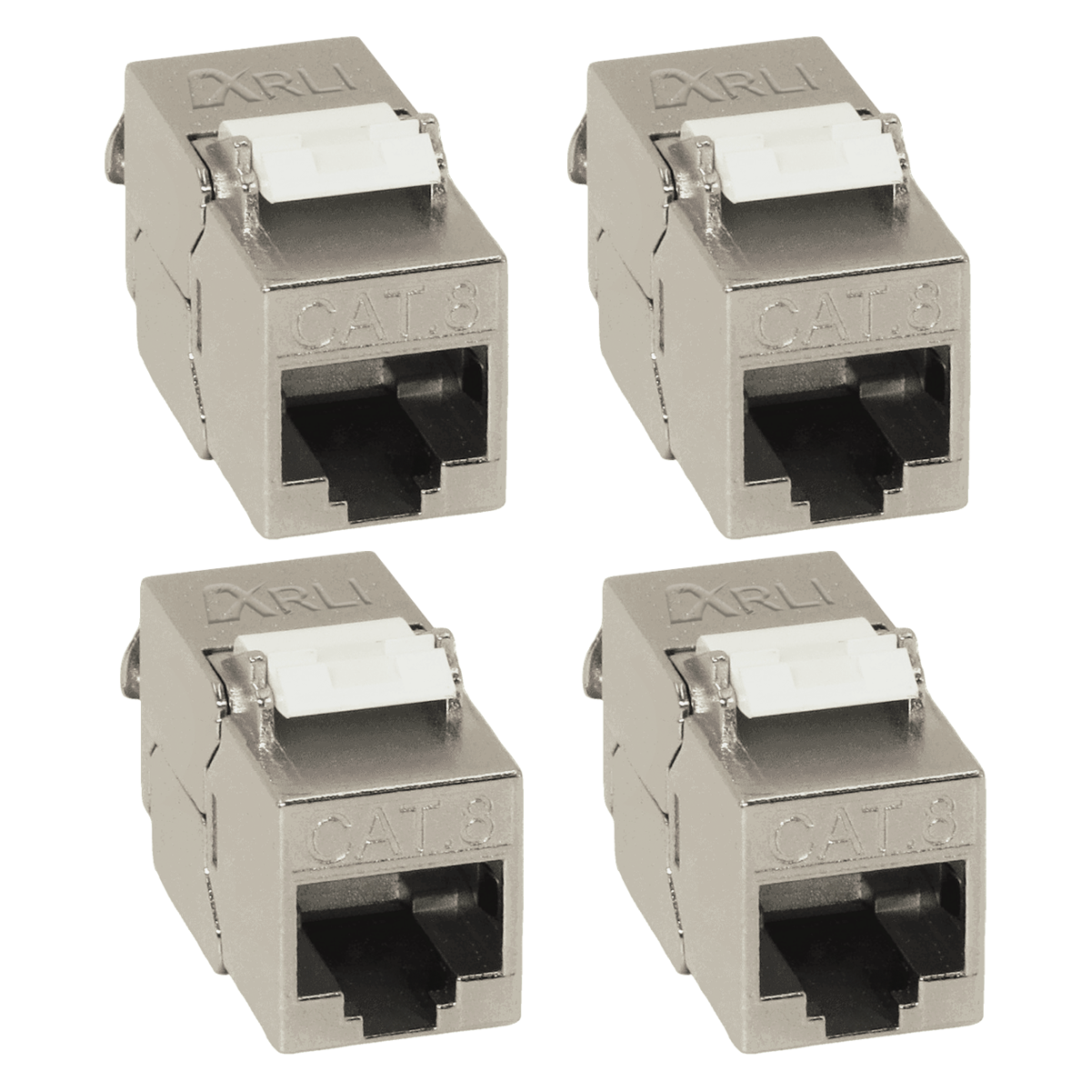 4x Keystone CAT8.1 Modul metall geschirmt werkzeuglose Montage