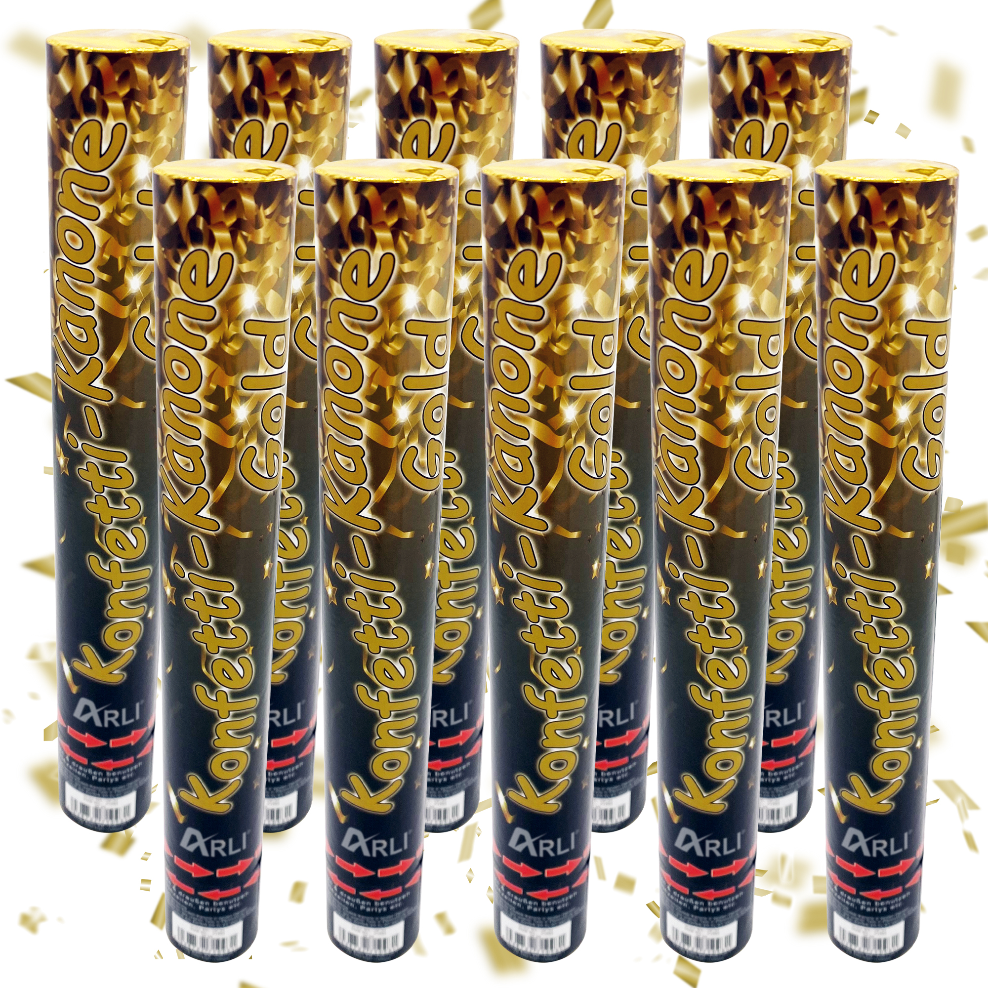 10x Partypopper 38cm Gold – XL Konfetti Kanone ohne Pyrotechnik für Hochzeit Geburtstag Party