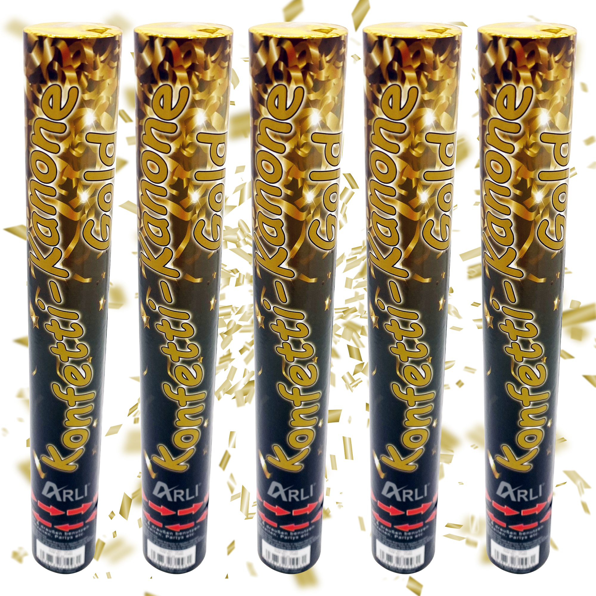 5x Partypopper 38cm Gold – XL Konfetti Kanone ohne Pyrotechnik für Hochzeit Geburtstag Party