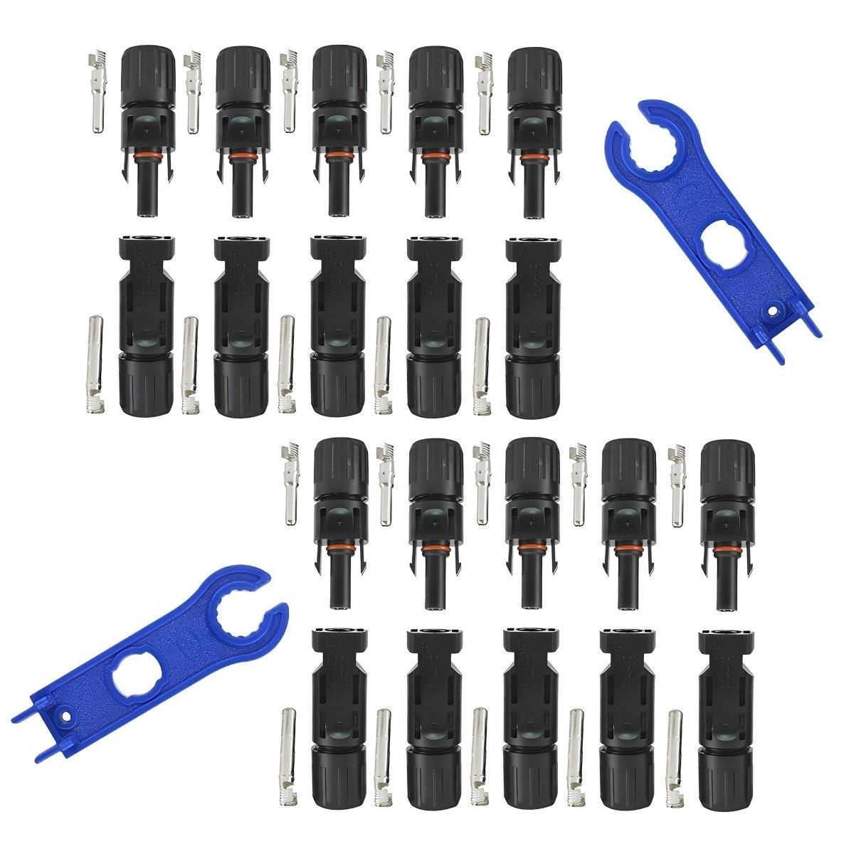 10 Paar Solarstecker Stecker / Buchse 1500V für Solarkabel + Schraubenschlüssel Werkzeug Set