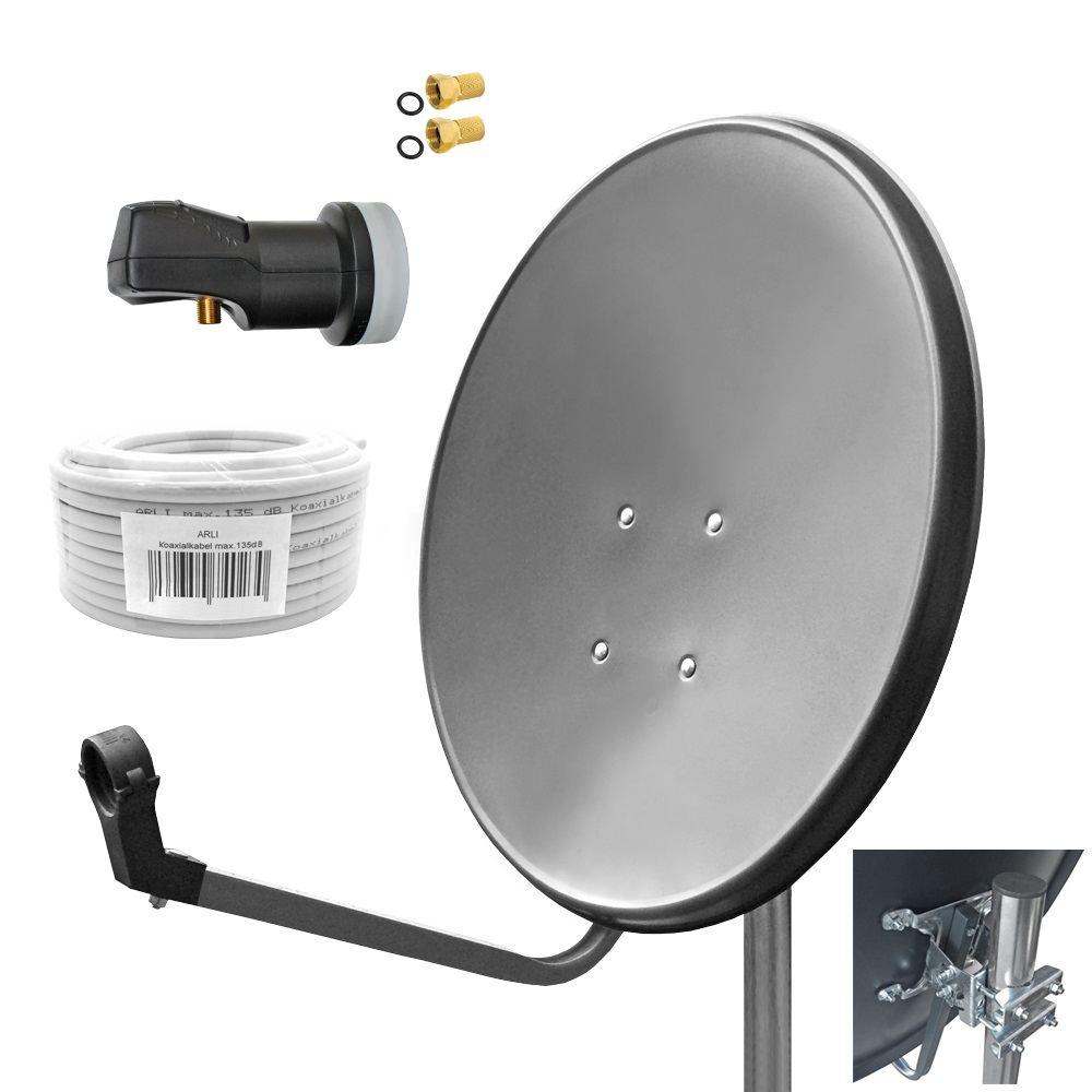 SAT Anlage Digital 80cm 60cm Single Twin Quad Octo LNB Teilnehmer komplettanlage komplett Schüssel Antenne Spiegel Kabel F Stecker Camping Koaxialkabel Set Wandalter 4K grau weiss Full HD Satfinder vergoldet russisch türkisch astra hotbird türksat 