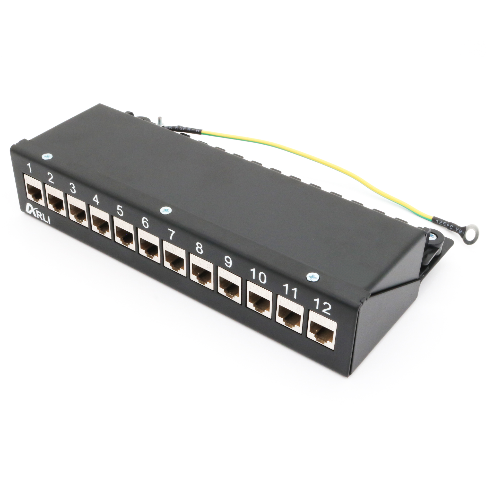 ARLI Patchpanel inkl. 12x Keystone Cat8.1 Module – 12-Port Patchfeld Gehäuse schwarz