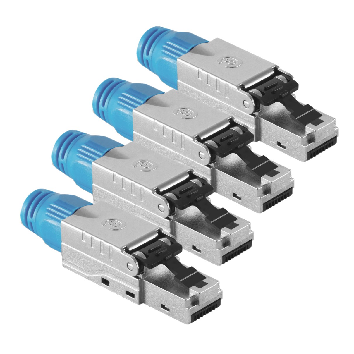 4x ARLI Netzwerkstecker RJ45 Stecker CAT8.1 geschirmt Werkzeuglose Montage - Werkzeugfrei