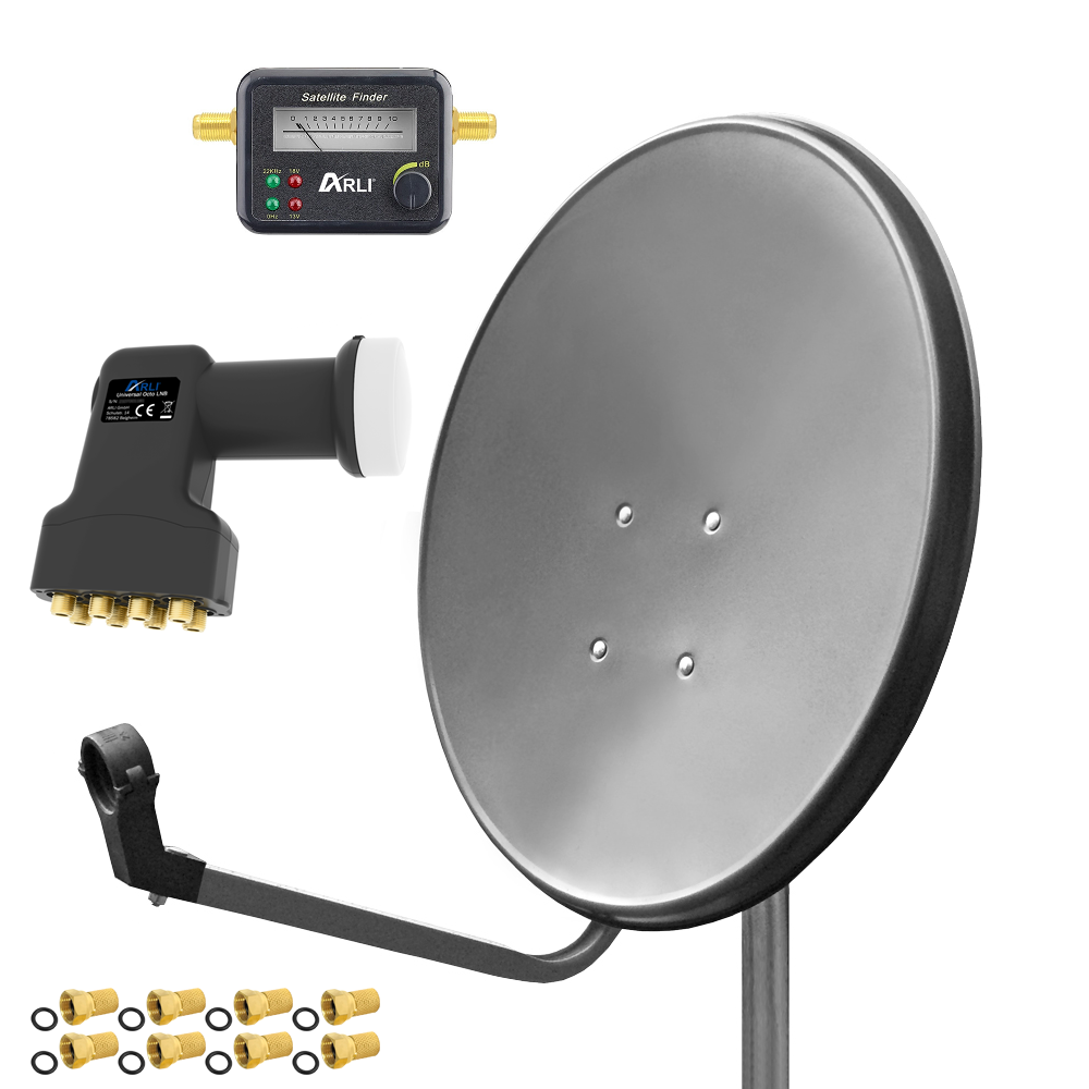 SAT Anlage Digital 80cm 60cm Single Twin Quad Octo LNB Teilnehmer komplettanlage komplett Schüssel Antenne Spiegel Kabel F Stecker Camping Koaxialkabel Set Wandalter 4K grau weiss Full HD Satfinder vergoldet russisch türkisch astra hotbird türksat 