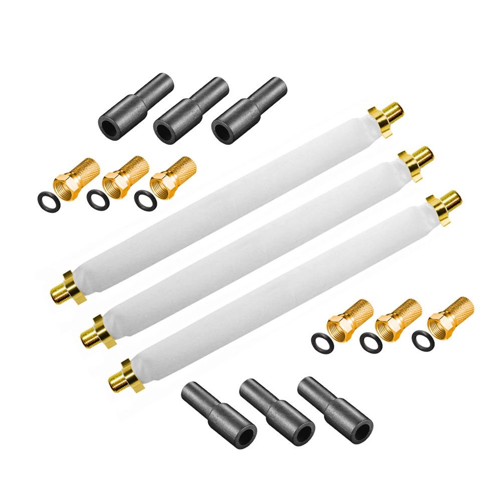 3x Fensterdurchführung 20cm vergoldet + 6x F Stecker 6x Gummitülle Fensterduchführung Flachkabel Flach Kabel Slim 20cm 26cm 30cm flexibel 2-fach Splitter Verteiler 2fach ohne Bohrung gute Schirmung Satellitenreceiver Schalter Verstärkung verstärker 3D Mul