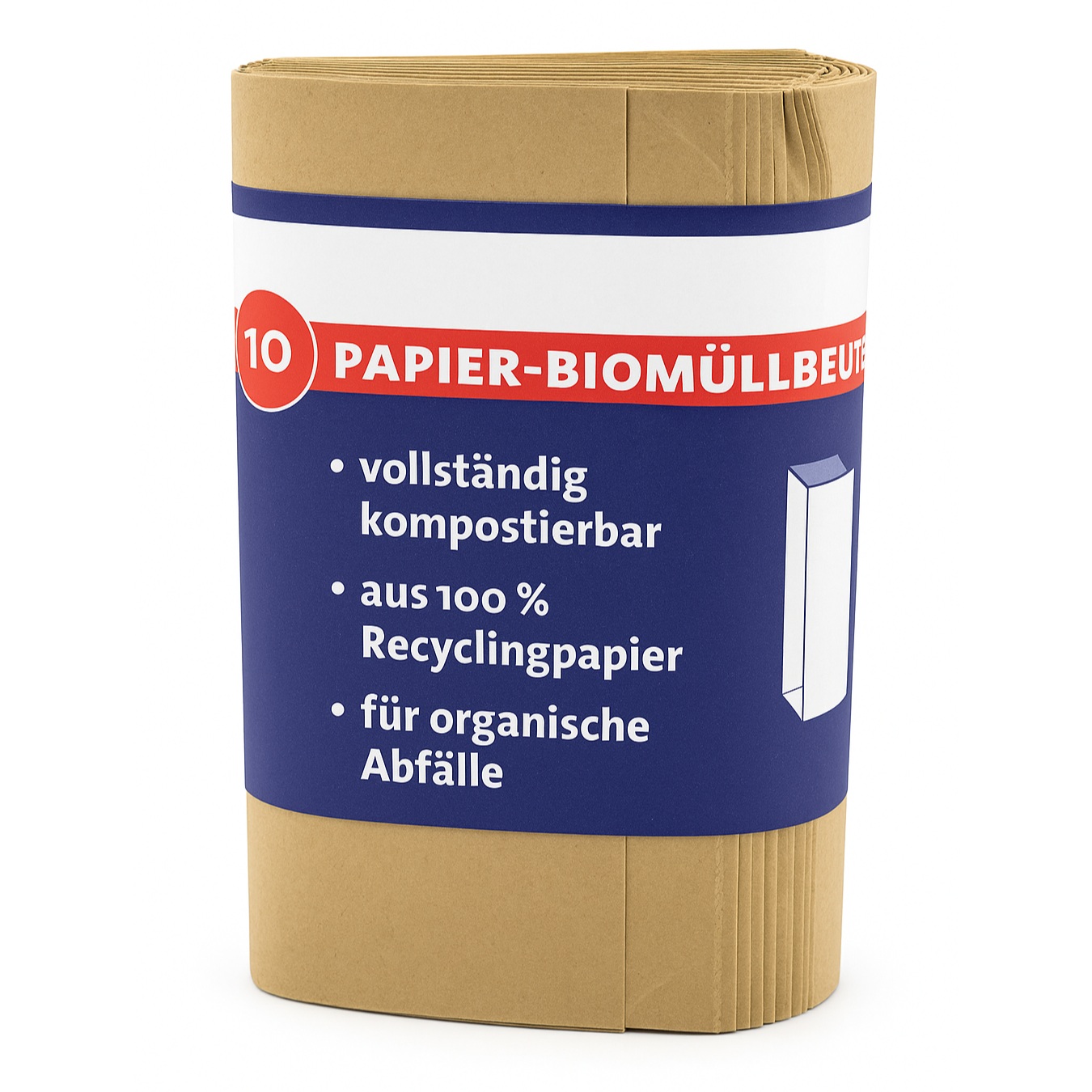 Papier Bio Müllbeutel 10L braun 20x16x34cm 70 g/m² Recyclingpapier, kompostierbar & nassfest