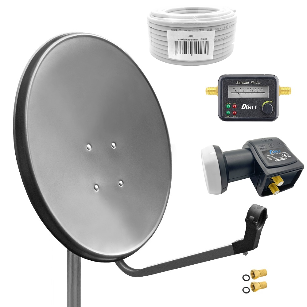 SAT Anlage Digital 80cm 60cm Single Twin Quad Octo LNB Teilnehmer komplettanlage komplett Schüssel Antenne Spiegel Kabel F Stecker Camping Koaxialkabel Set Wandalter 4K grau weiss Full HD Satfinder vergoldet russisch türkisch astra hotbird türksat 