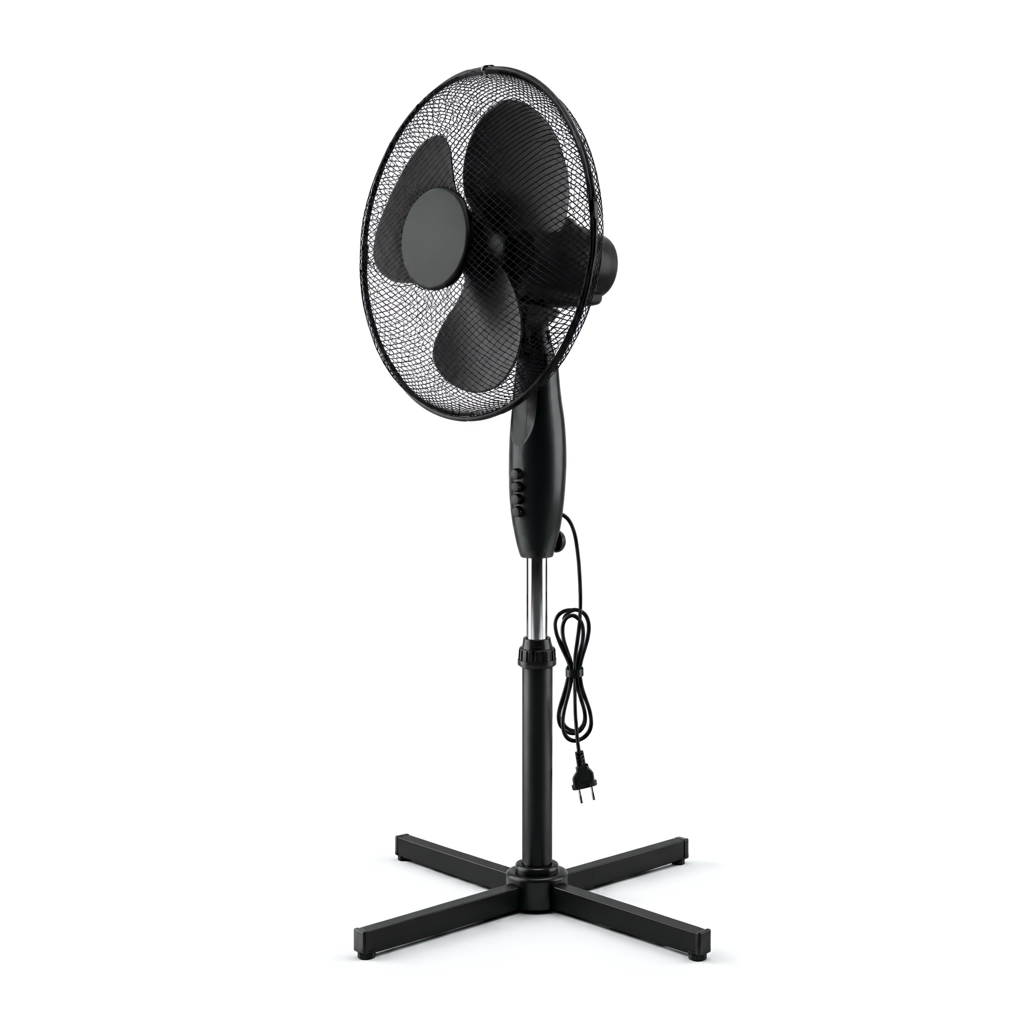 Ventilator Standventilator 40cm schwarz 45W 3 Stufen oszillierend höhenverstellbar Bodenventilator