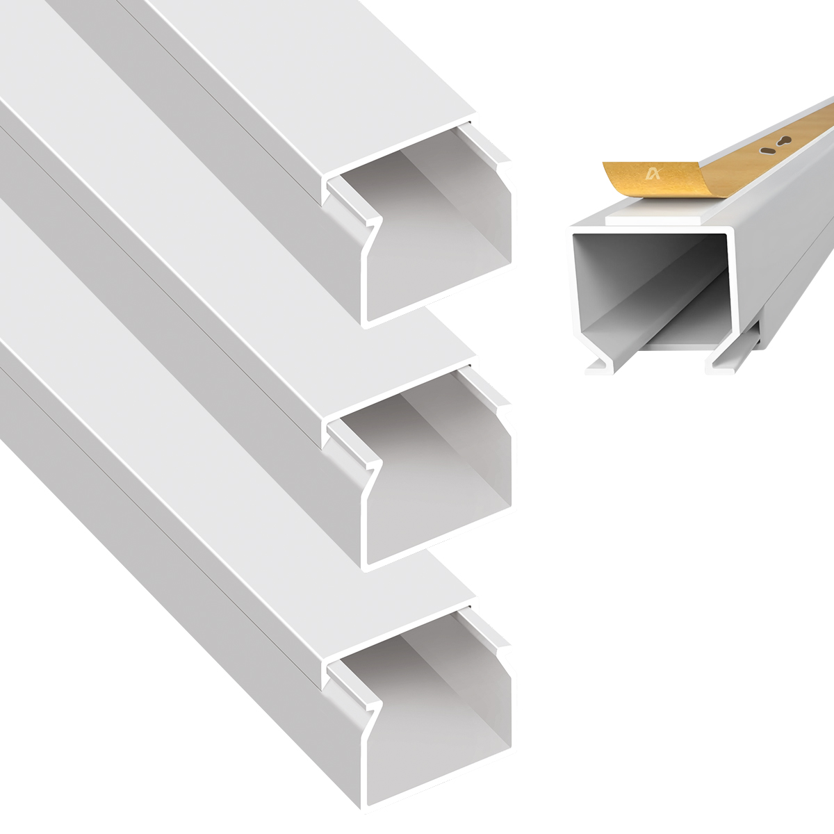 arli-kabelkanal-25x25-4m ARLI Kabelkanal selbstklebend 25x25 mm Weiß – 4m Installationskanal mit Klebeband & Bodenlochung IP40 PVC