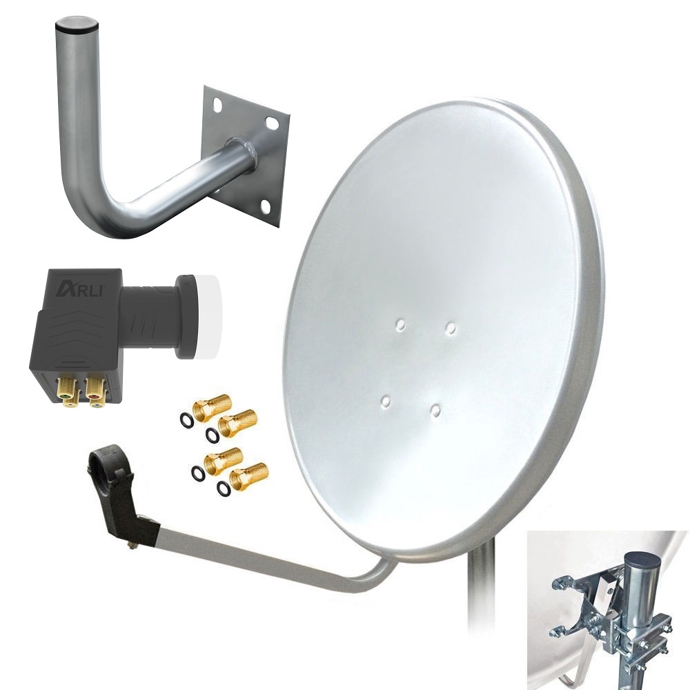 SAT Anlage Digital 80cm 60cm Single Twin Quad Octo LNB Teilnehmer komplettanlage komplett Schüssel Antenne Spiegel Kabel F Stecker Camping Koaxialkabel Set Wandalter 4K grau weiss Full HD Satfinder vergoldet russisch türkisch astra hotbird türksat 