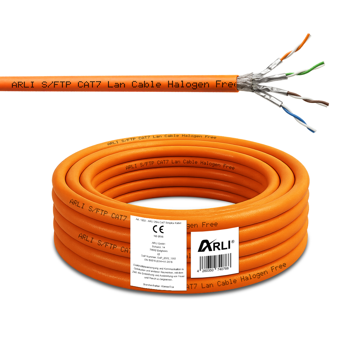 ARLI Cat7 Verlegekabel 25 m S/FTP PIMF Halogenfrei Netzwerkkabel ARLI Cat7 Verlegekabel 25 m S/FTP PIMF Halogenfrei Netzwerkkabel