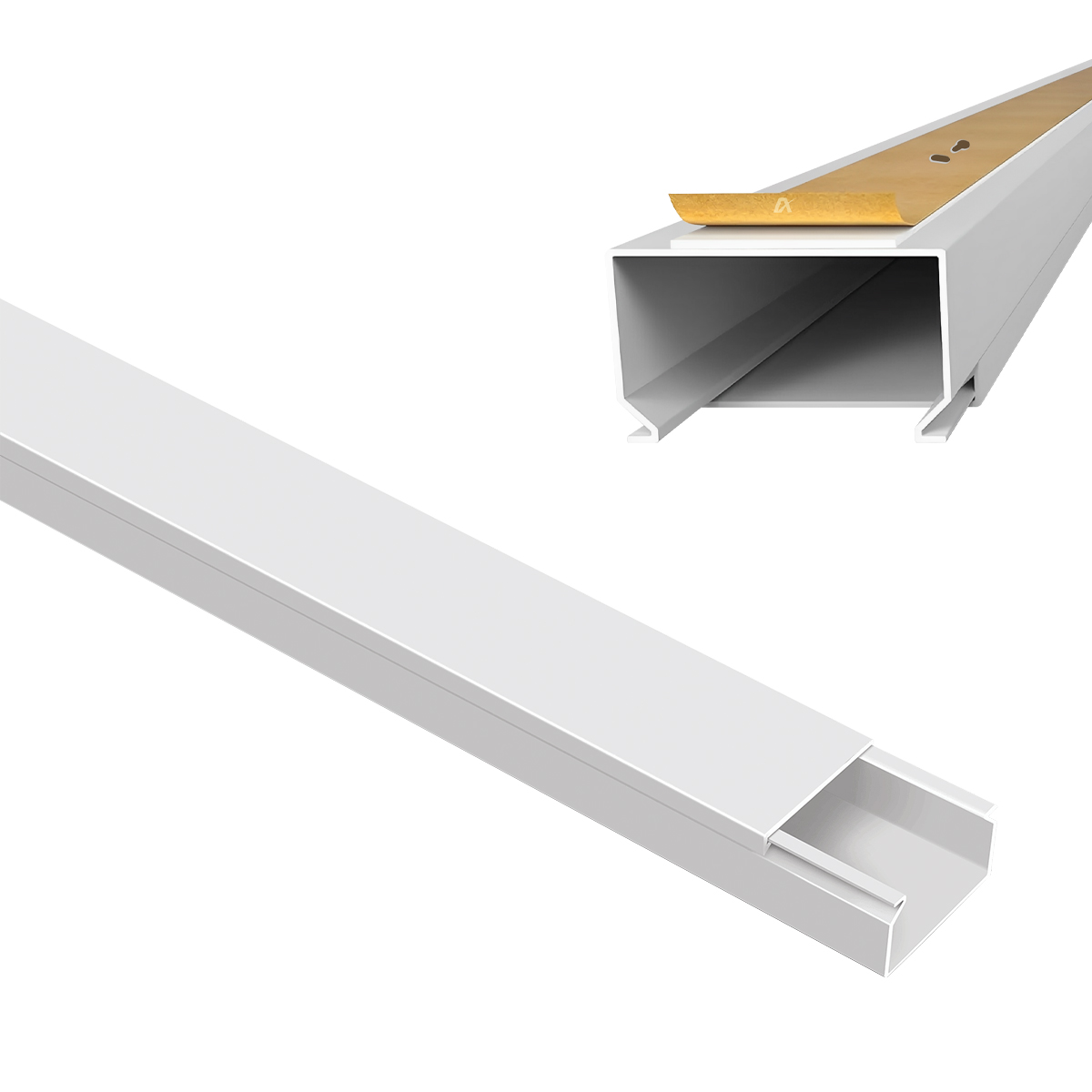 arli-kabelknal-40x25-2m ARLI Kabelkanal selbstklebend 40x25 mm Weiß – 2m Installationskanal mit Klebeband & Bodenlochung IP40 PVC