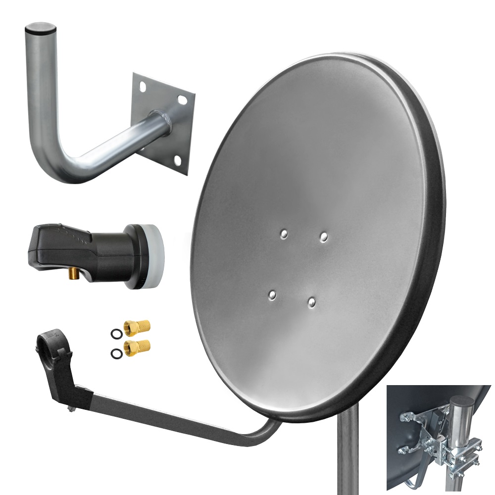 SAT Anlage Digital 80cm 60cm Single Twin Quad Octo LNB Teilnehmer komplettanlage komplett Schüssel Antenne Spiegel Kabel F Stecker Camping Koaxialkabel Set Wandalter 4K grau weiss Full HD Satfinder vergoldet russisch türkisch astra hotbird türksat 