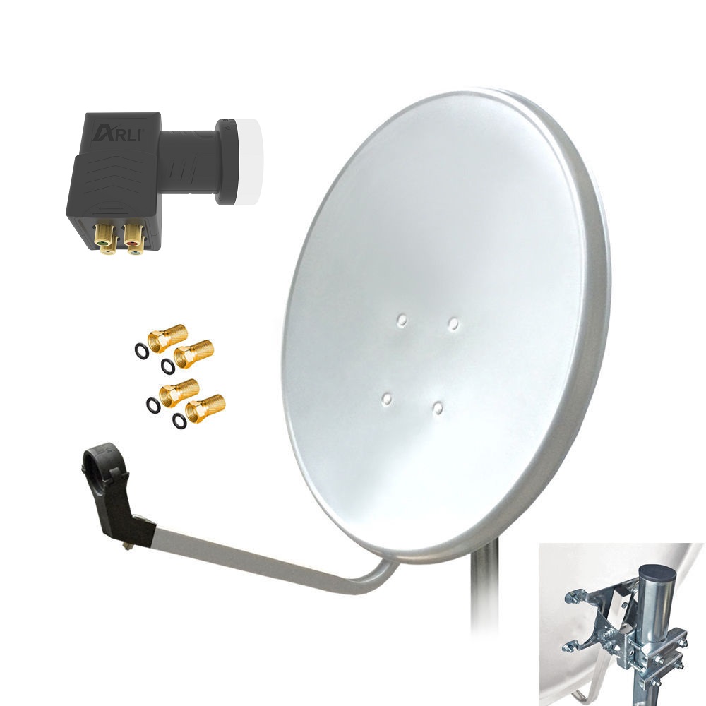 SAT Anlage Digital 80cm 60cm Single Twin Quad Octo LNB Teilnehmer komplettanlage komplett Schüssel Antenne Spiegel Kabel F Stecker Camping Koaxialkabel Set Wandalter 4K grau weiss Full HD Satfinder vergoldet russisch türkisch astra hotbird türksat 
