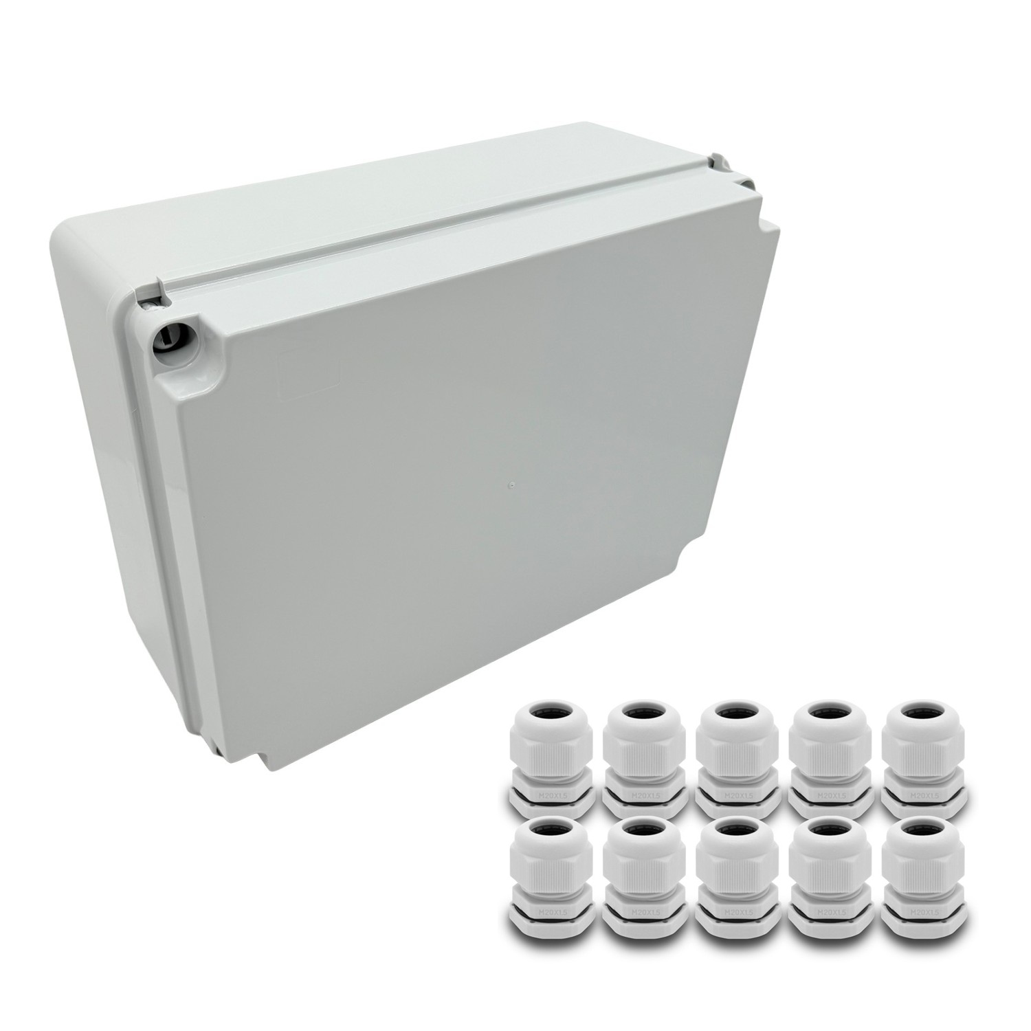 ARLI Abzweigdose  IP67 Aufputz 310 x 230 x 130 mm + 10x Kabelverschraubungen M20 x 1,5 mm