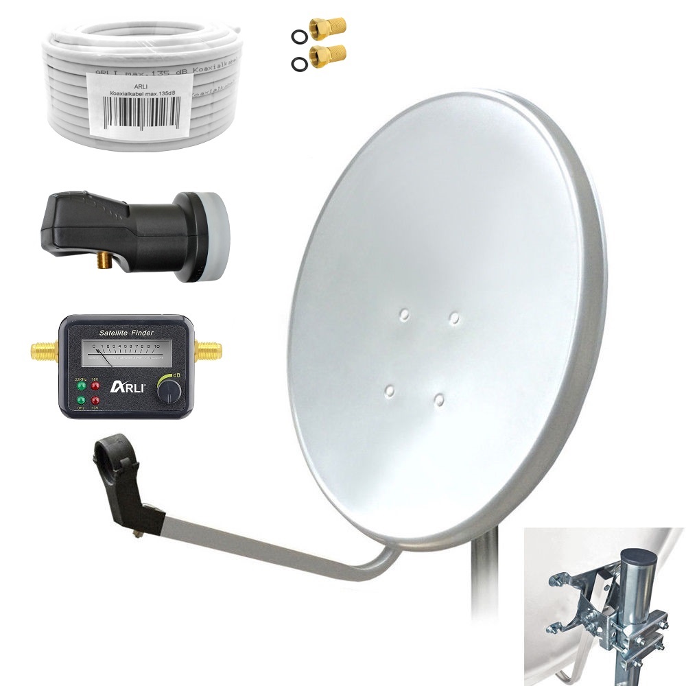 SAT Anlage Digital 80cm 60cm Single Twin Quad Octo LNB Teilnehmer komplettanlage komplett Schüssel Antenne Spiegel Kabel F Stecker Camping Koaxialkabel Set Wandalter 4K grau weiss Full HD Satfinder vergoldet russisch türkisch astra hotbird türksat 