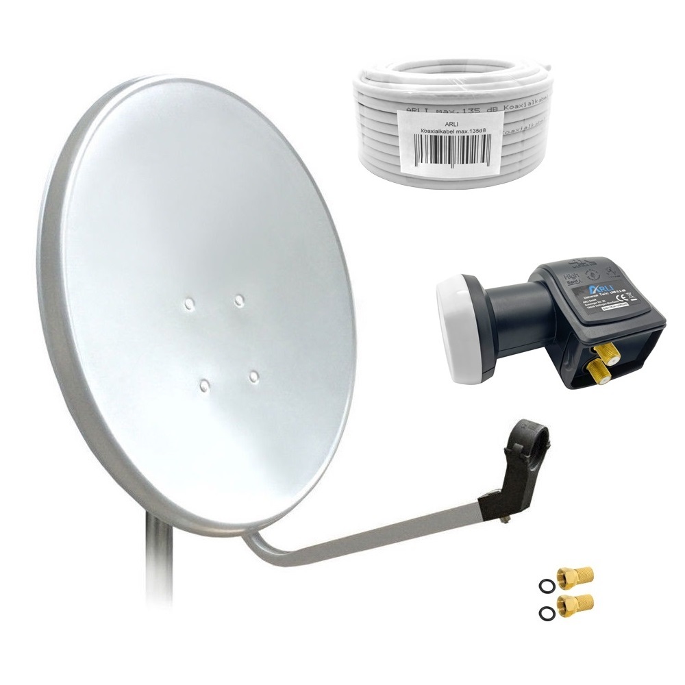 SAT Anlage Digital 80cm 60cm Single Twin Quad Octo LNB Teilnehmer komplettanlage komplett Schüssel Antenne Spiegel Kabel F Stecker Camping Koaxialkabel Set Wandalter 4K grau weiss Full HD Satfinder vergoldet russisch türkisch astra hotbird türksat 