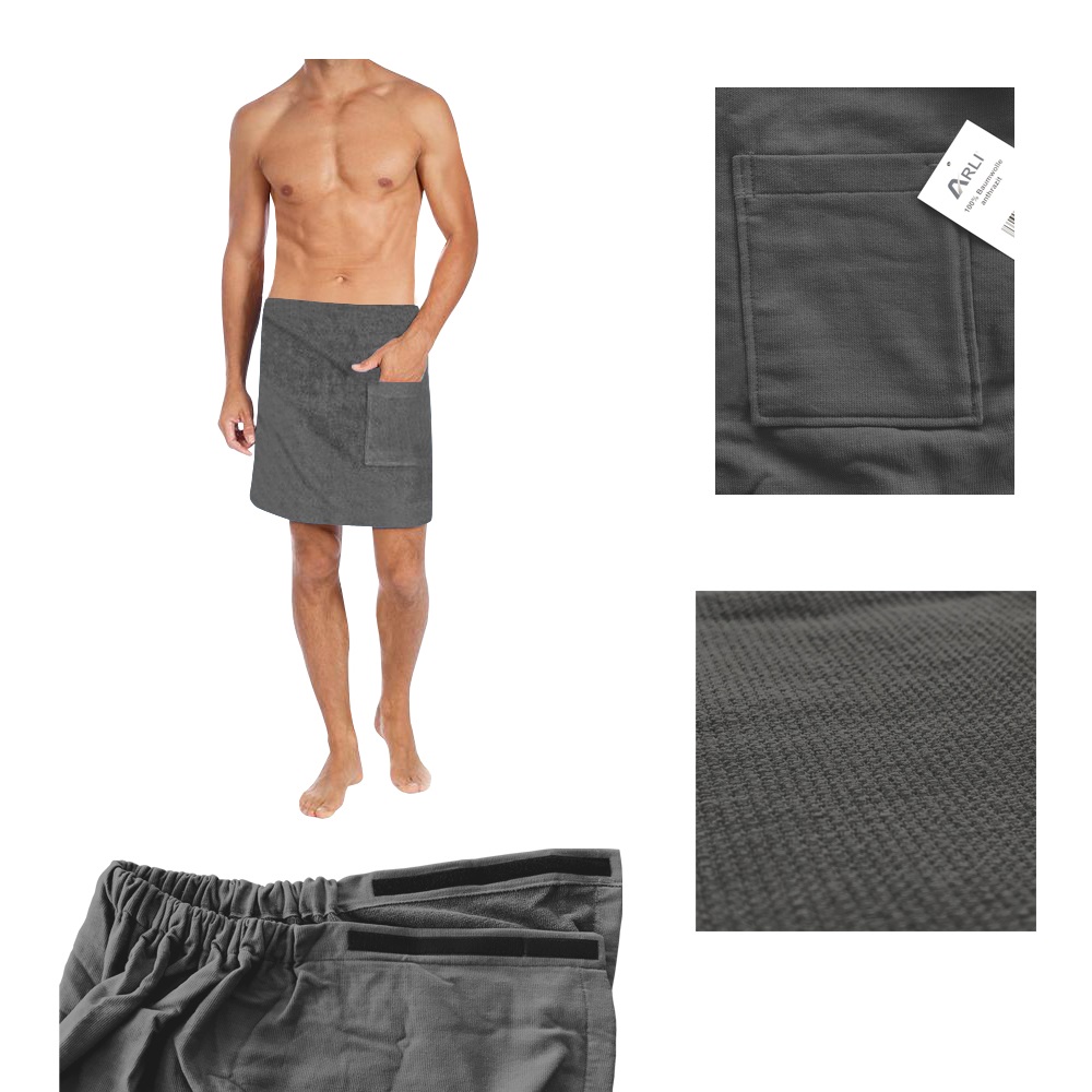 arli saunakilt baumwolle kilt saunetuch sauna handtuch tuch damen herren set sarong wellness frottee kleid bad handtücher familie strandtuch strand frauen bademantel bedemäntel badetuch klettverschluss hamam hamantuch 100% anthrazit