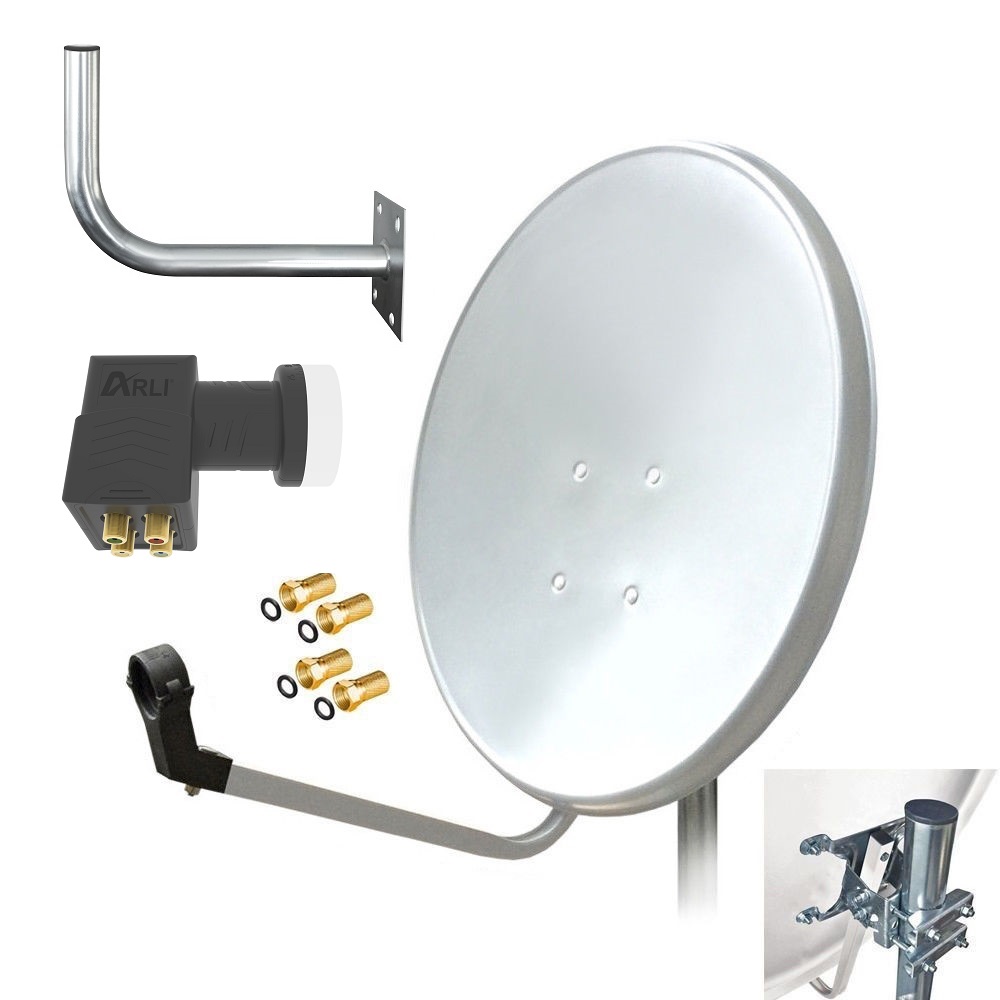 SAT Anlage Digital 80cm 60cm Single Twin Quad Octo LNB Teilnehmer komplettanlage komplett Schüssel Antenne Spiegel Kabel F Stecker Camping Koaxialkabel Set Wandalter 4K grau weiss Full HD Satfinder vergoldet russisch türkisch astra hotbird türksat 