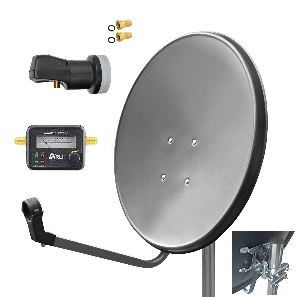 SAT Anlage Digital 80cm 60cm Single Twin Quad Octo LNB Teilnehmer komplettanlage komplett Schüssel Antenne Spiegel Kabel F Stecker Camping Koaxialkabel Set Wandalter 4K grau weiss Full HD Satfinder vergoldet russisch türkisch astra hotbird türksat 