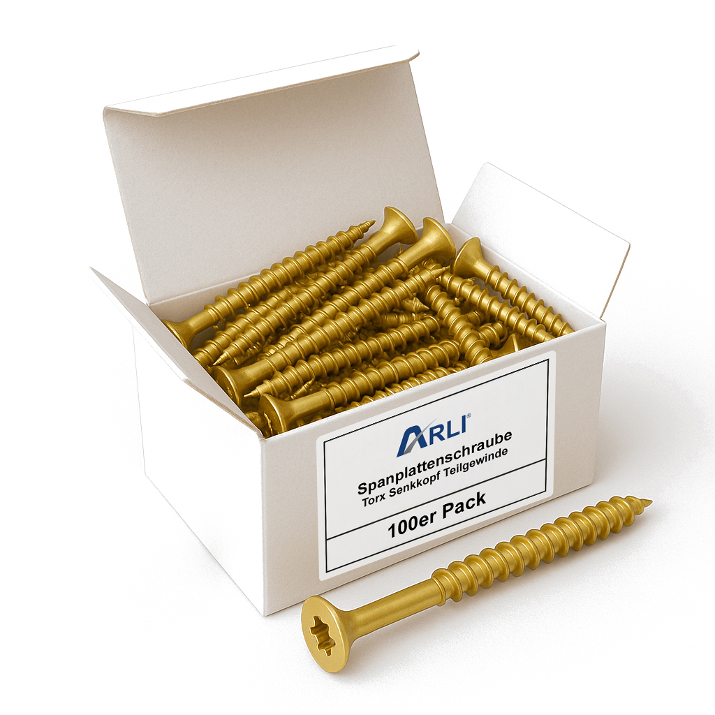 ARLI 100x Spanplattenschrauben 6x120 mm Torx TX30 Senkkopf Teilgewinde Stahl gelb verzinkt ARLI 100x Spanplattenschrauben 6x120 mm Torx TX30 Senkkopf Teilgewinde Stahl gelb verzinkt
