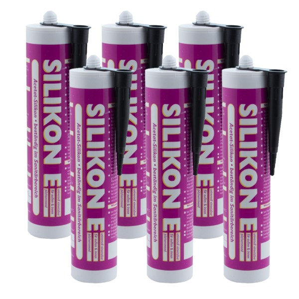 6x Silikon 310ml schwarz Universal Sanitär Bad Dusche Küche Fuge Fenster innen außen