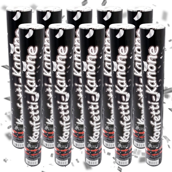 10x Partypopper 38cm Silber – XL Konfetti Kanone ohne Pyrotechnik für Hochzeit Geburtstag Party