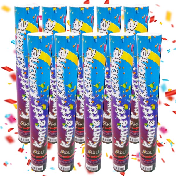 10x Partypopper 38cm Bunt – XL Konfetti Kanone ohne Pyrotechnik für Hochzeit Geburtstag Party